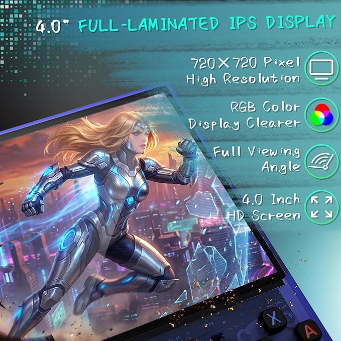 R36MAX Handheld Game Console, 40000+ Games Retro Gaming Console, 256GB TF Card Mini Retro Video Console, 4000mAh Rechargeable 4.0" IPS HD Screen Portable Pocket Arcade (Transparent Blue)