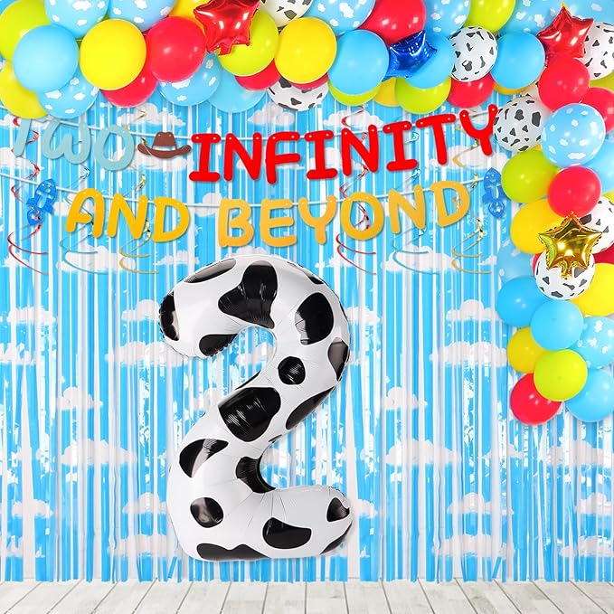 Two Infinity and Beyond Banner Cartoon Story 2nd Birthday Party Decorations Toy Inspired Game Kids 2nd Birthday Banner Party Supplies