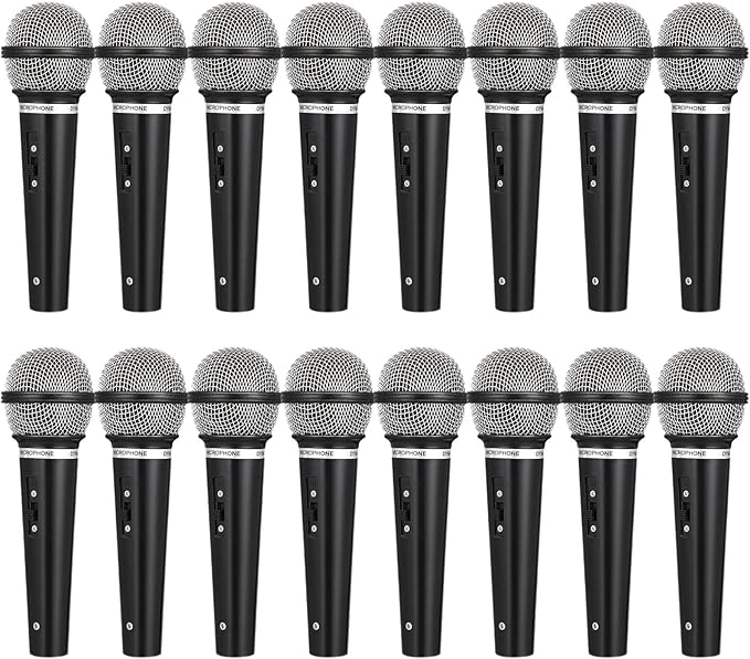 NUOBESTY Fake Microphone for Kids Handheld Microphone Prop Plastic Mics Pretend Toys for Karaoke Costume Prop Halloween Party Favors 16Pcs