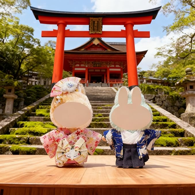 2 Sets 17cm Doll Clothes, Kawaii Japanese Kimono Outfit for 6.7inch Dolls, Cute Pink Yukata Style Costume Pajamas Accessories Set for Dressing up(NO Doll)