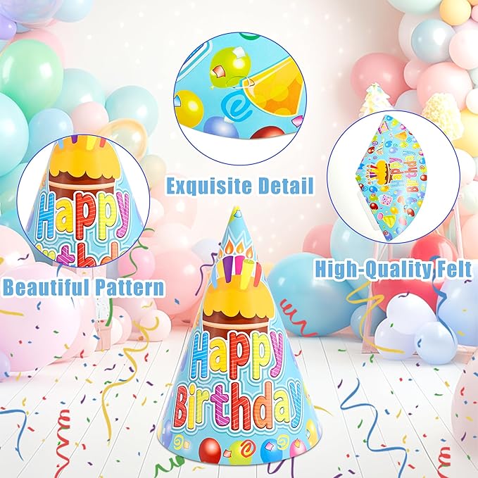 CANREVEL 12 PCS Party Hats for Adults, Party Headwear, Happy Birthday Hats, Birthday Party Decorations for Women Men