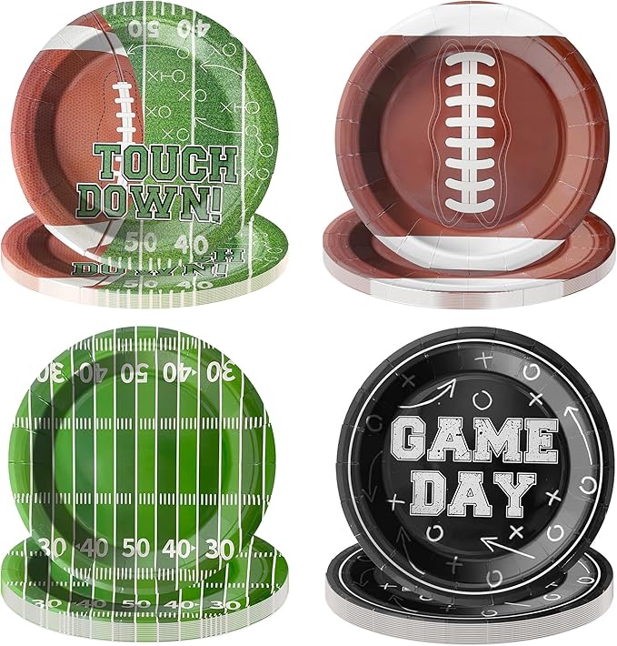 48PCS Football Birthday Party Decorations, 7" Football Party Plates Disposable Paper Plates Football Party Supplies Tableware Set