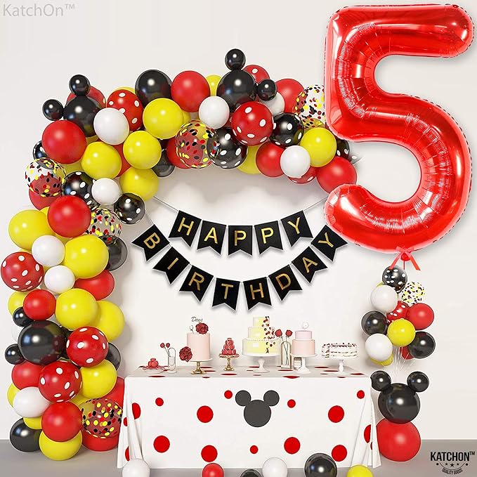 KatchOn, Red Number 5 Balloon - 40 Inch | Happy 5th Birthday Balloons, 5 Year Old Birthday Balloons | Mylar 5 Year Old Balloon For Boy | Red 5 Balloon Numbers for 5th Birthday Decorations for Boys