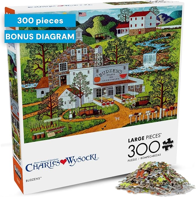 Buffalo Games Oversize Puzzle – Budzen’s by Charles Wysocki – 300-Piece Large Jigsaw Puzzle for Adults, Full Color Poster, Made in USA