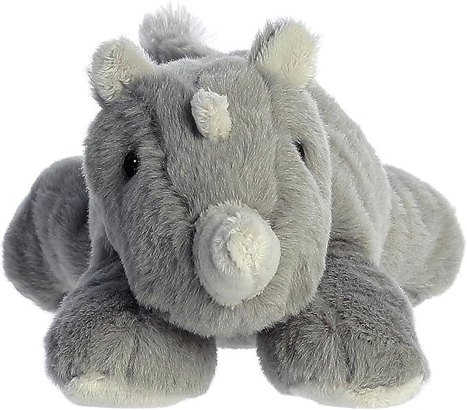 Aurora® Adorable Mini Flopsie™ Rhino Stuffed Animal - Mini Companions Ready for Playful Adventures - for Kids All Ages, Toddlers, Adults, and Families - Gray 8 Inches