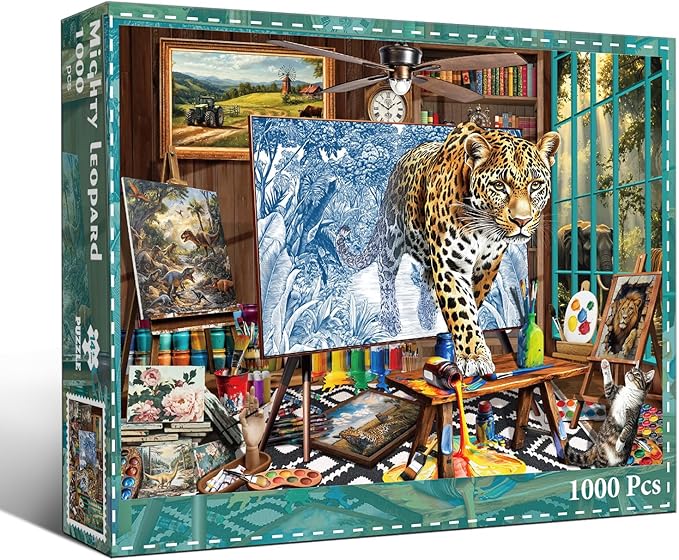 Mighty Leopard Jigsaw Puzzles for Adults 1000 Pieces, Interlock Perfectly Letter on Back No Dust, Home Decor Birthday Party Puzzle, 1:1 Poster Jigsaw Puzzles for Adults