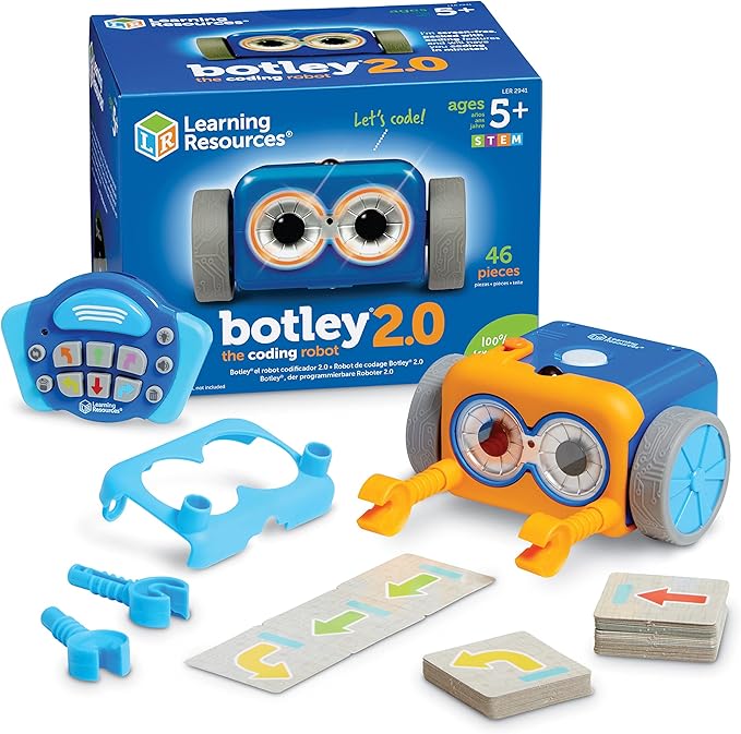 Learning Resources Botley The Coding Robot 2.0 - Robot Toy Gift Set, No-Screen Coding for Kids 5-7, STEM Robotics Kit for Beginners, Early Programming for Boys and Girls