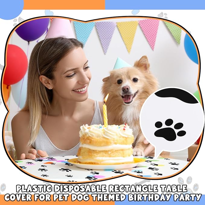 4 Pack Puppy Dog Pet Paw Print Plastic Tablecloth 54 x 108 Inches Red Blue Yellow Table Cover Paw Print Disposable Rectangle Table Cover for Pet Blue Dog Birthday Party Supplies