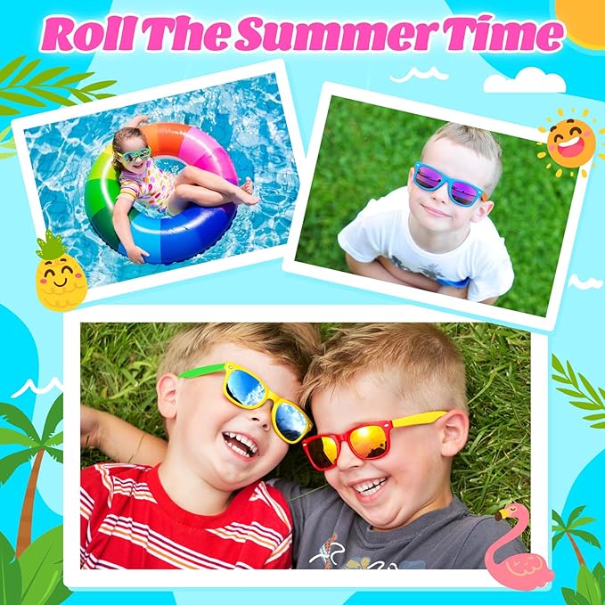 GIFTINBOX Kids Sunglasses Party Favors for Boys & Girls,Neon Toddler Sunglasses bulk with UV400 Protection, Pool Beach Party Favors, Goodie Bags Stuffers for Birthday Party -16pack
