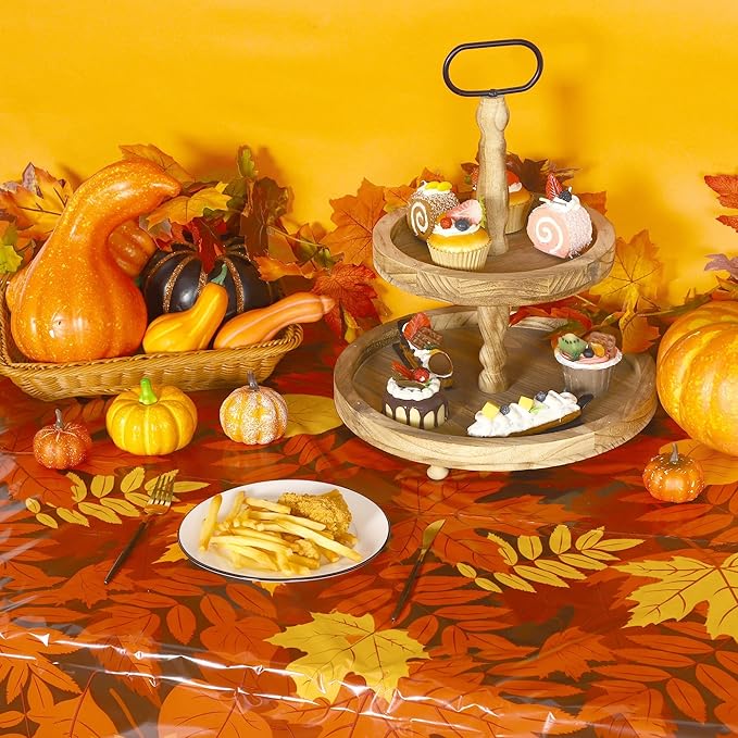 Kochorie 100 Ft x 54 Inch Fall Leaf Tablecloth Roll with Cutter Box Disposable Fall Thanksgiving Plastic Table Cover Backdrop Cut to Size Maple Leaves Table Cloth Roll for Autumn Party Decorations