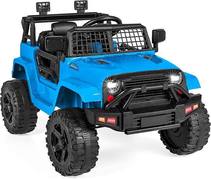 Best Choice Products 12V Kids Electric Vehicle Toy Ride On Car with Parent Remote Control for Toddlers, Seat Harness, 61 lbs Weight Capacity, Locking Doors, Spring Suspension, Bluetooth - Light Blue