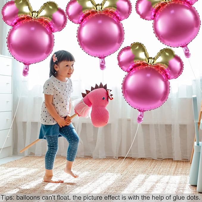 4 Pcs Bear Foil Balloons, 24'' Mylar Balloon for Birthday Party Decorations Jumbo Bear Head Aluminum Foil Balloons Party Favors Supplies (Pink)