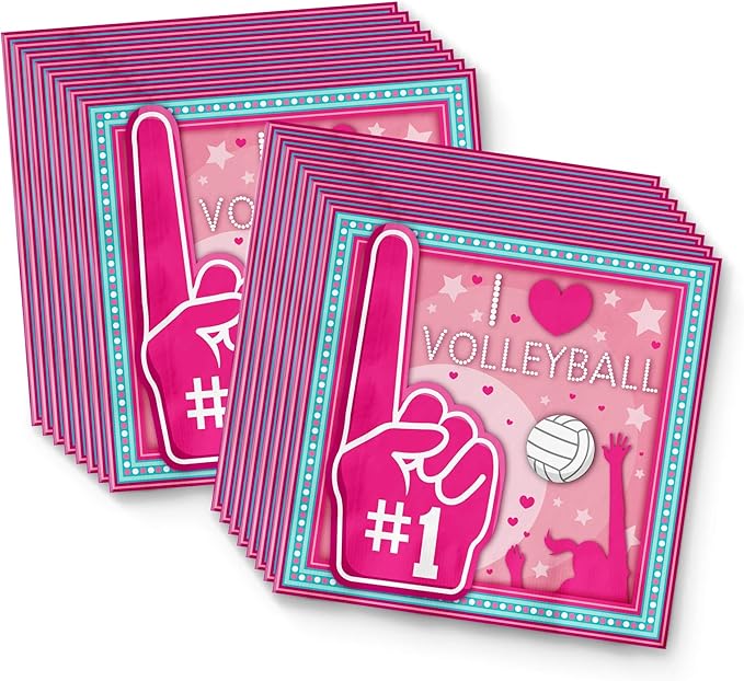 I love Volleyball Birthday Party Supplies Set Plates Napkins Cups Tableware Kit for 16