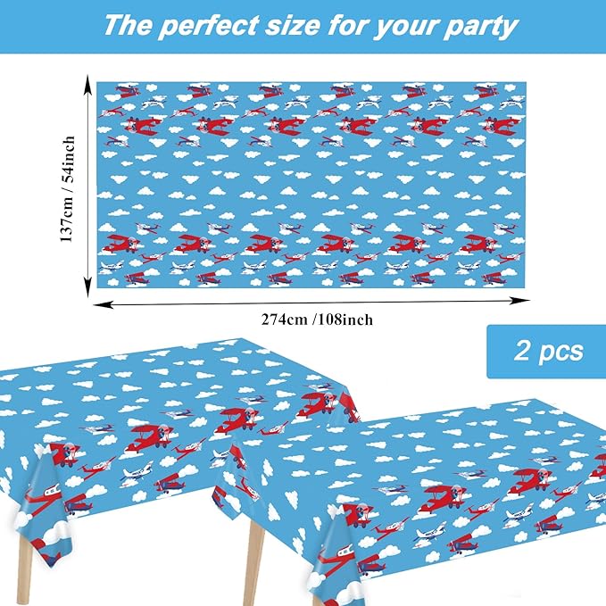 98 pieces Airplane Birthday Party Decorations Supplies Airplane Party Plates and Napkins Plane Theme Paper Tableware Set Tablecloth Baby Shower for 24 Guests 1st Birthday Helicopter Favors for Kids