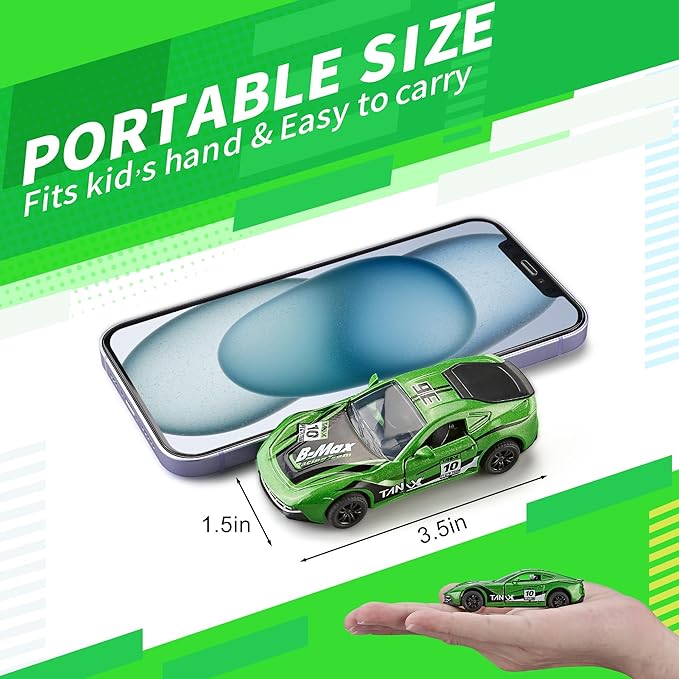 KIDAMI Racing Pull Back Cars for Kids, Die Cast Metal Toy Cars with Door Openable, Mini Sports Car Vehicles Pack Playset for Boys Girls Toddlers