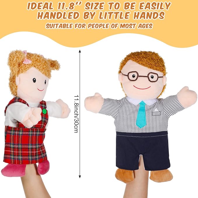 Civaner 6 Pieces Hand Puppet Set 11.8 Inch Family Members Puppets Theater Mother, Father, Son, Daughter and Grandparents for Storytelling, Teaching, Preschool, Role Play