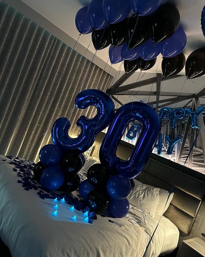 Night Blue Number 9 Balloon 40 Inch, 9th Birthday Party Decorations for Children, Giant 9 Foil Balloon for Party Supplies