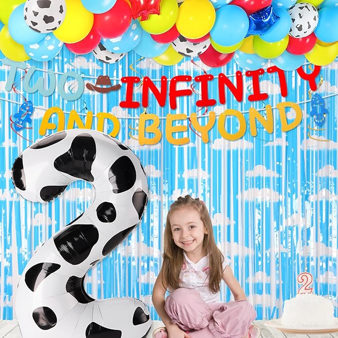 Two Infinity and Beyond Banner Cartoon Story 2nd Birthday Party Decorations Toy Inspired Game Kids 2nd Birthday Banner Party Supplies