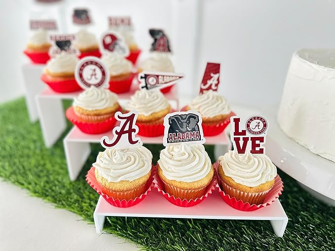 University of Alabama Cupcake Topper Party Supplies for Football, Birthday, Graduation Party Decorations (24 Pieces) Roll Tide (Alabama Crimson Tide)