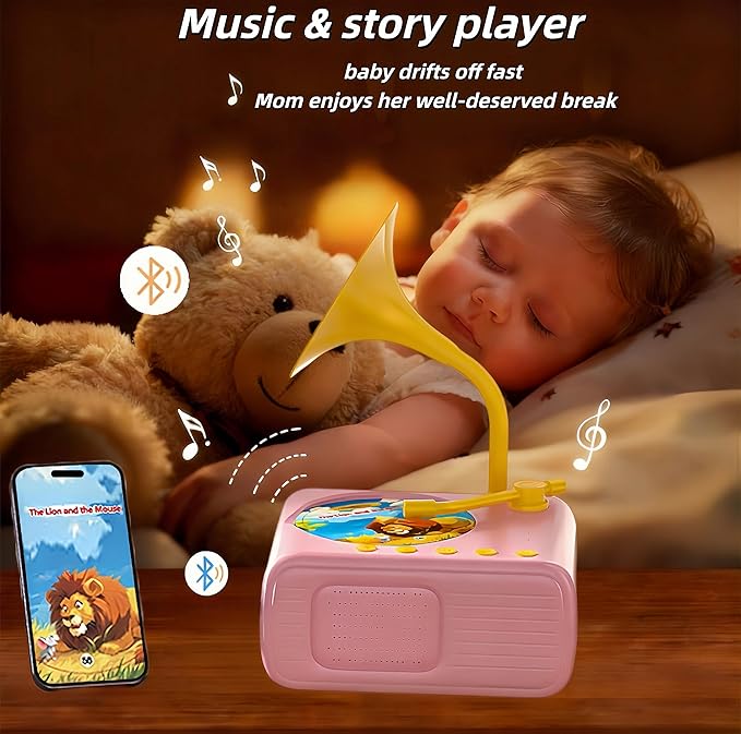 2026 New Kids Phonograph with 96 Audio Cards + 8 DIY Recordable Cards - Toddler Gramophone Record Player - Early Education Phonograph Story Machine-Bedtime Story Music Player (Blue)