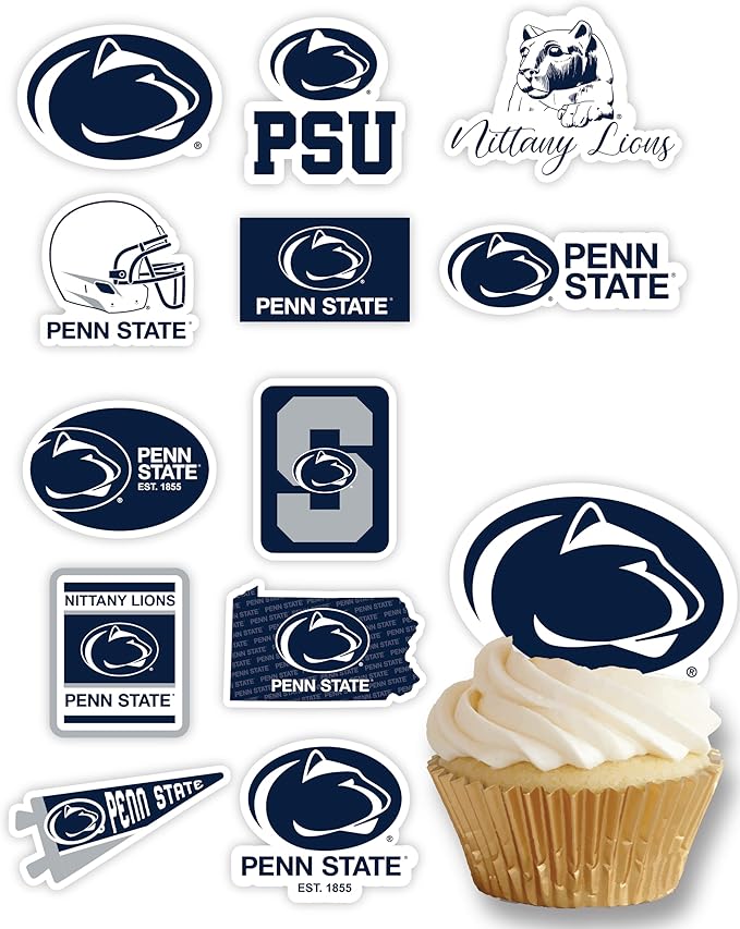 Penn State University Cupcake Topper Party Supplies for Football, Birthday, Graduation Party Decorations (24 Pieces) (Penn State Nittany Lions)