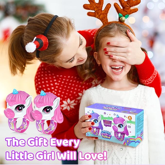Vvinca Walkie Talkies for Kids 2 Pack, Unicorn Toys for Girls Age 3-4-5-6-7 Christmas Birthday Gifts 8 9 10 11 12 Year Old Long Range Camping Outdoor Toddler Toy Walkie-Talkie Stocking Stuffers