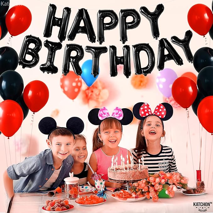 KatchOn, Black Happy Birthday Balloons Banner - 16 Inch | Foil Balloon Banner For Happy Birthday Decorations | Balloon Letters Sign For Birthday Party Decoratioans | Halloween Birthday Decorations