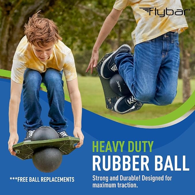 Flybar Pogo Trick Ball for Kids – Balance Bounce Board with Anti-Slip Deck – Pump Included - Indoor & Outdoor Toys for Boys and Girls Fun Way to Reduce Screen Time Supports up to 160 lbs – Ages 6+