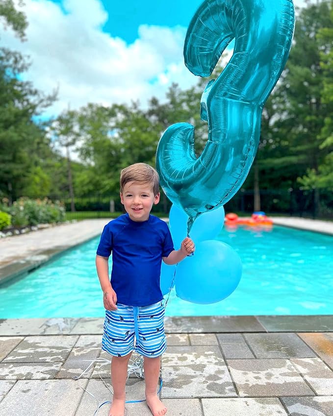 3 Balloon, Blue Number Balloons 40 Inch, 3rd Birthday Decorations for Kids Girls Boys, Men Women Blue Party Supplies for Party Decorations, Number 3 Balloon