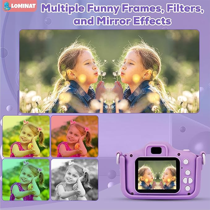 Unicorn Kids Camera for Girls Age 3-12, Selfie Camera for Girls 1080P HD Kids Video Camera – Christmas Birthday Gift for 3 4 5 6 7 8 Year Old Toy Digital Camera for Toddlers with 32GB SD Card – Purple