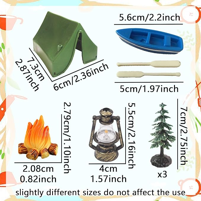 Camping Party Cupcake Toppers Deer Three Bear Tent Cupcake Picks Happy Camping Cake Decorations for Camping Party Supplies