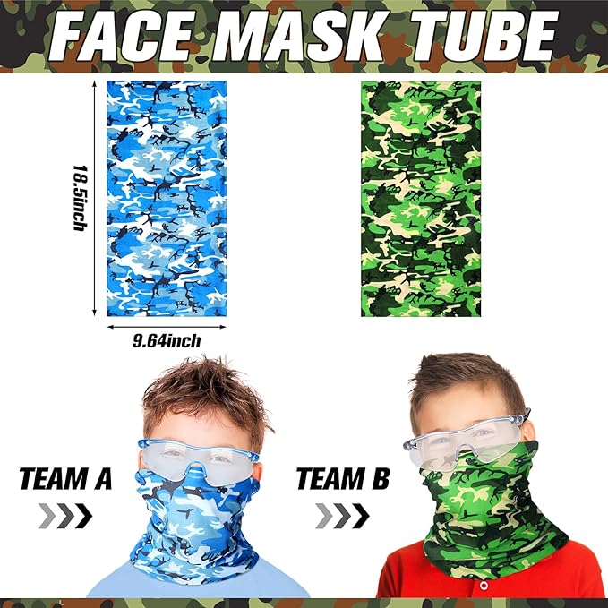 Sosation 8 Sets Kids Tactical Vest Compatible with Nerf Party Favor Accessories, Face Mask Wrist Ammo Holder Toy Gift Supplies Boys (Green and Blue)