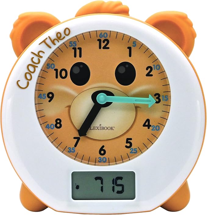LEXiBOOK Coach Theo, My Sleep Companion, nightlight, Dawn Simulator and Storyteller, with Power Cord, Brown, English Language, RLT100EN