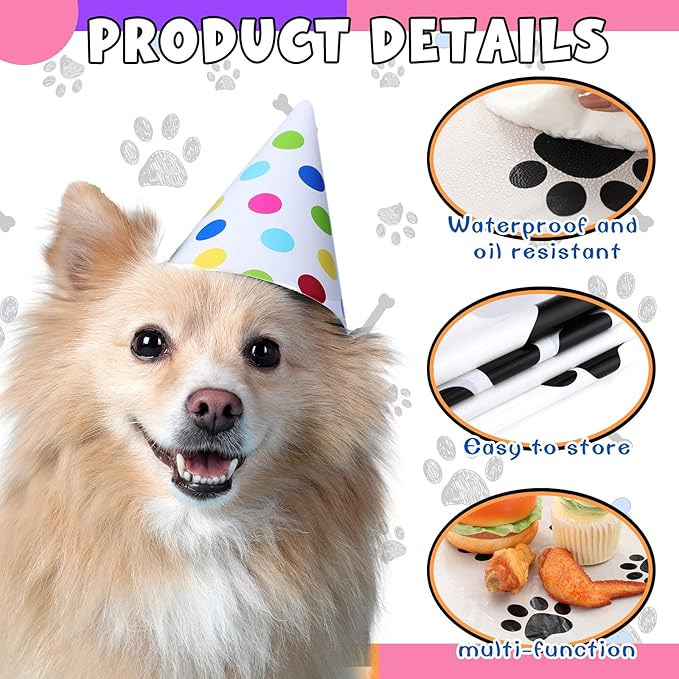 4 Pack Puppy Dog Pet Paw Print Plastic Tablecloth 54 x 108 Inches Purple Teal Pink Table Cover Paw Print Disposable Rectangle Table Cover for Pet Blue Dog Birthday Party Supplies