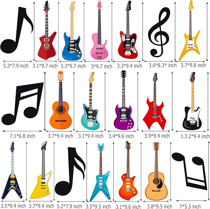 20PCS Guitar Party Hanging Swirls Decorations for Guitar Theme Birthday Party Hanging Booth Props Musical Instrument Hanging Swirls for Music Note Baby Shower Supplies