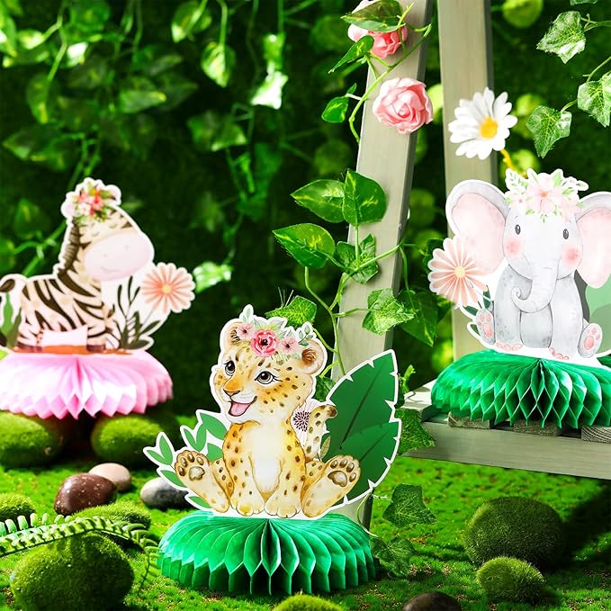 Ireer 10 Pcs Two Wild Birthday Party Decorations Safari Table Centerpiece Jungle 2nd Animals Safari Centerpieces for Tables Animals 3D Table Decor for Boy Girl Birthday Baby Shower Party Supplies