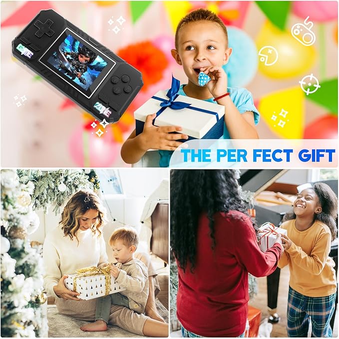 JKV Handheld Game Consoles - 520 Retro Classic Video Games, 1020mAh Rechargeable Battery 2.8" HD Screen, Portable Travel Games Mini Arcade Pocket Player, Support TV, Present for Kids & Adults (Black)