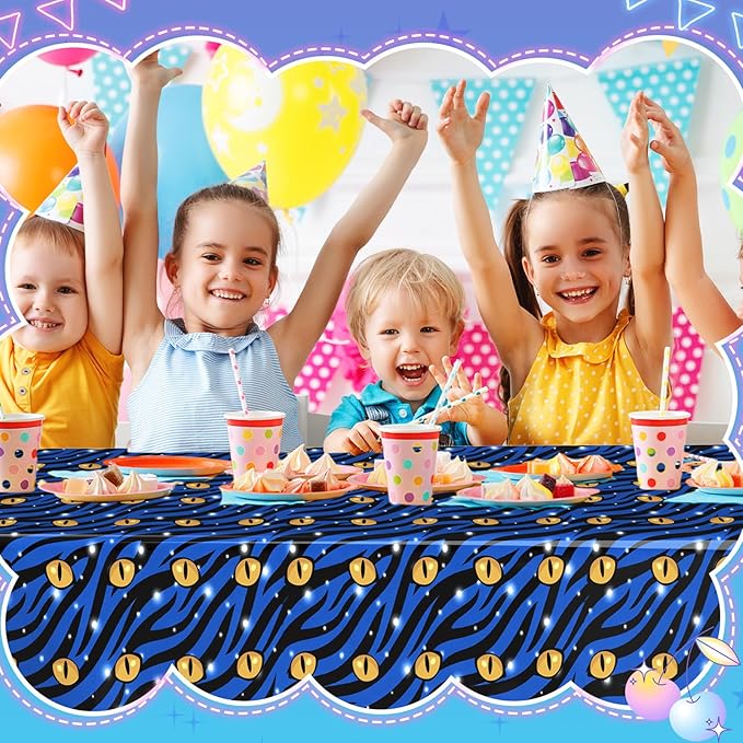 2 Pcs Birthday Party Decorations Plastic Cute Birthday Tablecloth 108 x 54 Inches Disposable Rectangle Tablecover for Boys Girls Kids Baby Shower Party Supplies (Eye)