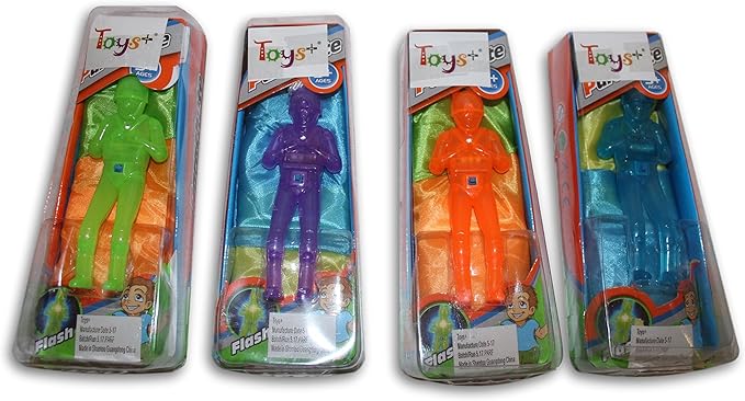 Toys+ Light Up 4 Pack Tangle Free Throwing Parachute Men Glow in The Dark! Blue, Orange, Green and Purple! for Kids and Children Parachute Man Set, Easter Basket