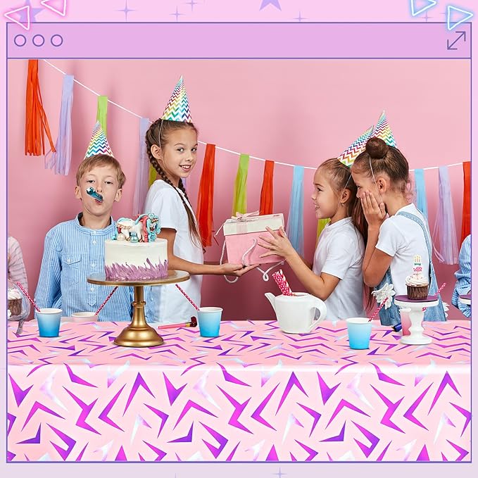 4 Pcs Birthday Party Decorations Plastic Cute Birthday Tablecloth 108 x 54 Inches Disposable Rectangle Tablecover for Boys Girls Kids Baby Shower Party Supplies (Kpop Themed)