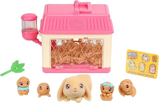 Little Live Pets Lil Baby Bunny Playset Pack, Mama Surprise Bunny Family Collection, Interactive Fold-Out Easter Baby Girl Gifts, Toy for Kids 5+