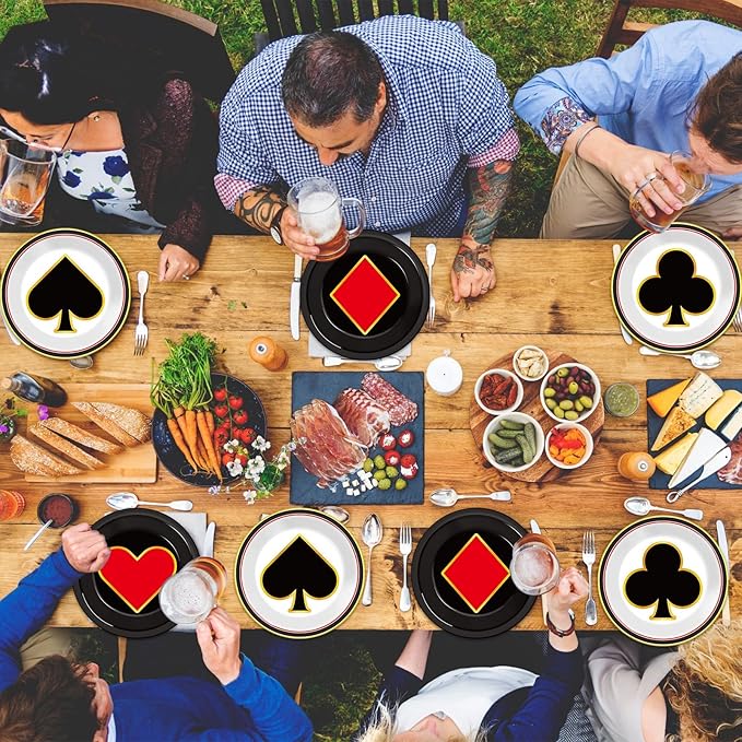 48Pcs Casino Party Paper Plates for Las Vegas Themed Party Supplies 7" Casino Night Party Disposable Plates Poker Dessert Plates for Game Night Birthday Poker Event Game Theme Favors Party Decorations
