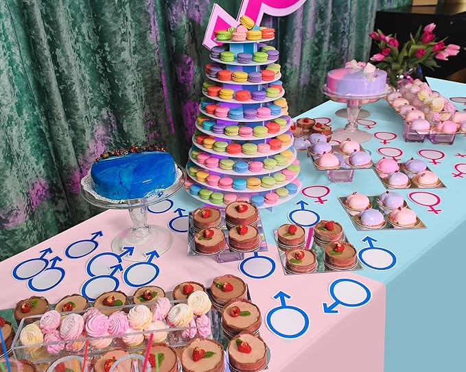 Peryiter 6 Pcs Plastic Tablecloths Party Supplies Disposable Tablecloth Waterproof for Boy or Girl Baby Shower Birthday Party Decorations, 54 x 108 Inches (Gender Reveal)