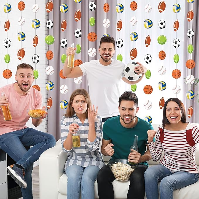 MARFOREVER 41 Ft Sports Party Decorations Sports Theme Banner, Basketball Football Baseball Soccer Volleyball Hanging Paper Garland for Sport Birthday Party Baby Shower Classroom Supplies Decor