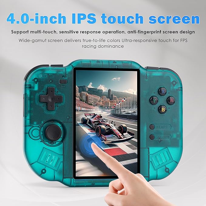 MagicX Zero 40 Retro Handheld Game Console , 3.4 Inch IPS Screen Linux System Sunken Dual Joystick Built-in 64G TF Card Handheld Emulator Support 4.2G WiFi Bluetooth TV Output(Green)