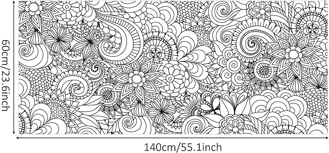 Dvbonike Jumbo Mandala Coloring Poster Giant Flower DIY Drawing Paper Art Blank Banner 55.1 x 23.6 Inch Color-in Table Cover Wall Decoration School Group Activities for Kids Arts Craft Party Suppiles