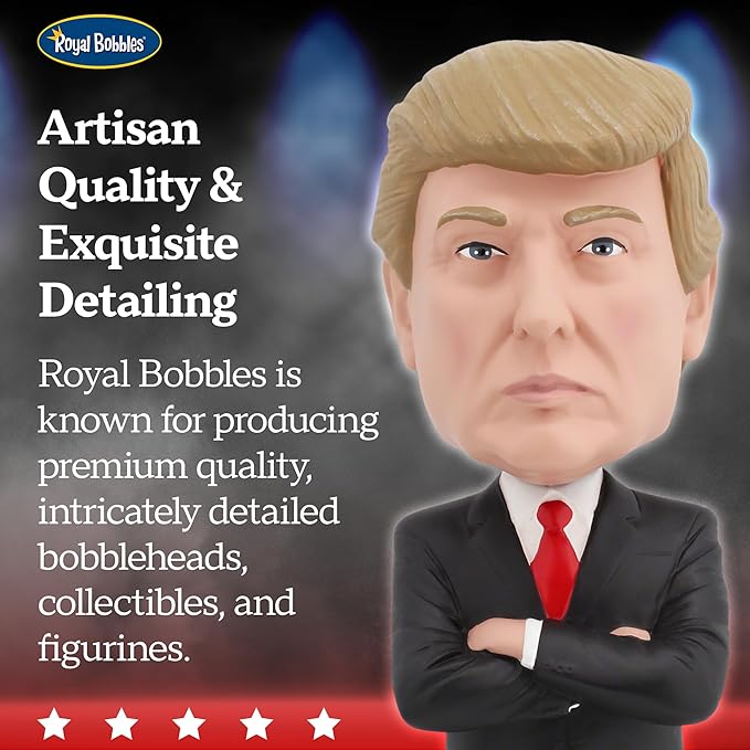 Royal Bobbles Donald Trump, 45th President of The United States – 8 Inches Tall – Collectible Bobblehead Statue