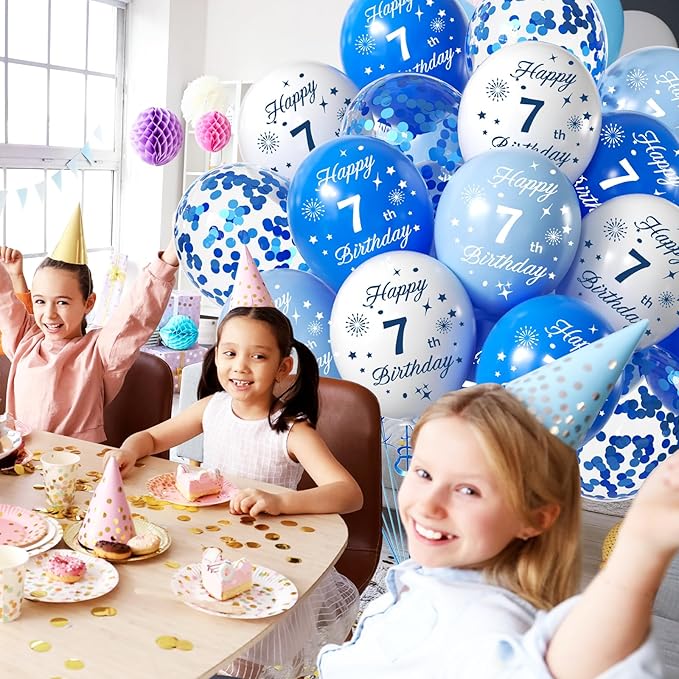 Blue 5th Birthday Balloons for Boys Girls 5th Birthday Party Decorations, 12inch 16pcs Blue White Happy 5th Birthday Balloons, Party Balloons Confetti Balloons for Boys Girls Theme Party Deocorations