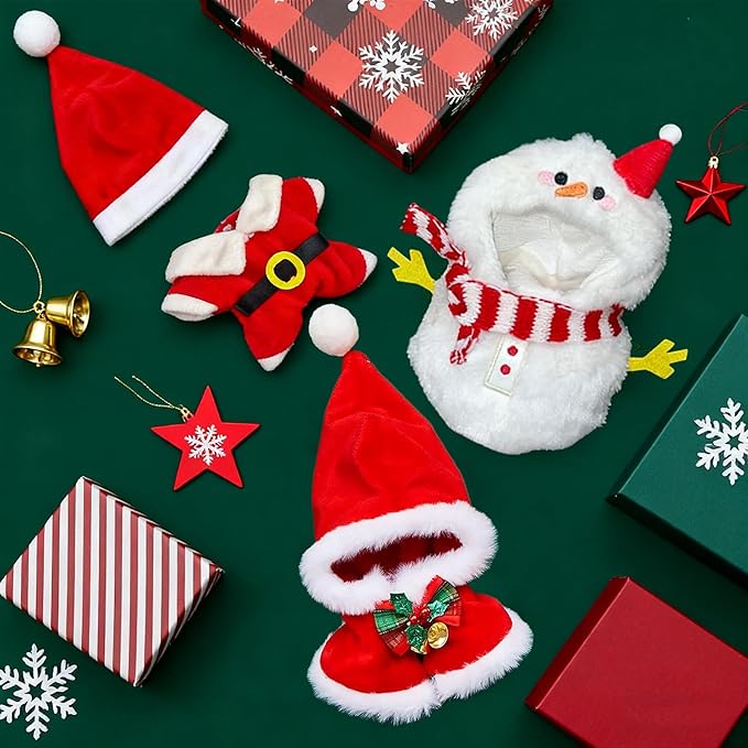 Christmas Doll Clothes for 17cm Dolls, 3 Sets Christmas Outfits Snow Man Santa Claus with Santa Hat Top Shoes & Accessories for Dolls Holiday Dressing up(No Doll)