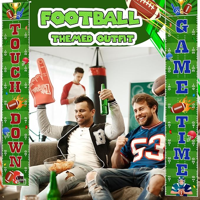 Ctosree 4 Pcs Football Backdrop Banner Decoration Football Party Supplies It's Game Time Touch Down Wall Door Sign Decor for Sport Game Birthday Party Favors